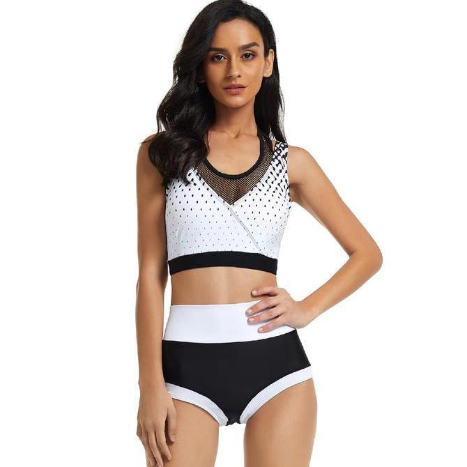 Bikini Wanita High Waist Swimsuit Black White Jumbo Big Size