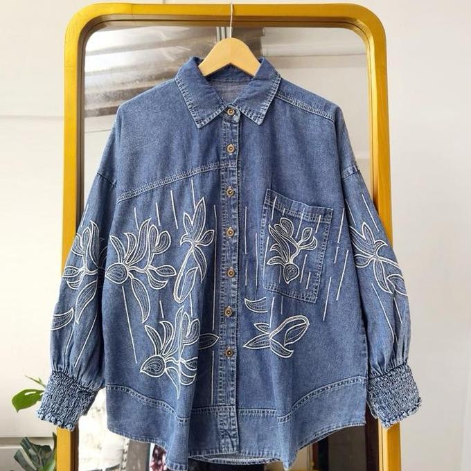 Pamela Jeans Oversized Bordir Premium / Atasan Wanita