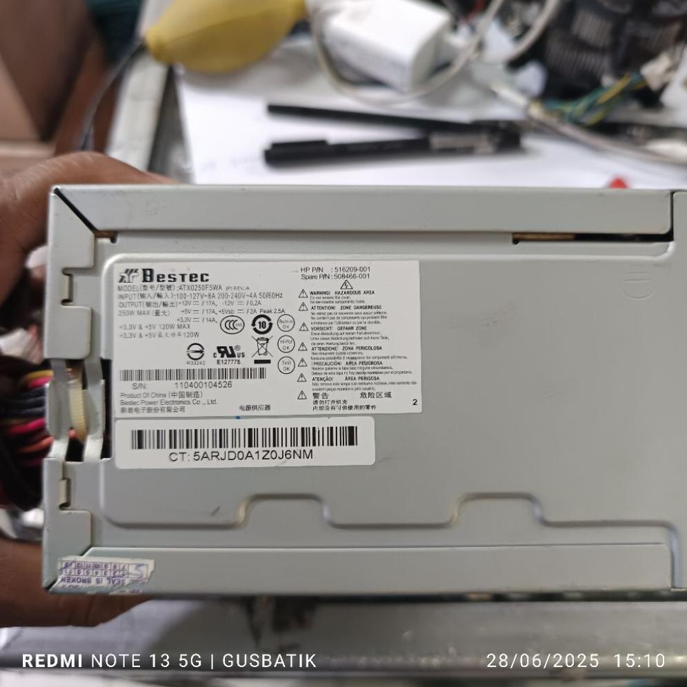 power supply PSU branded built up FSP Delta HP Dell Bestec 300 250 280 watt second original murah Po