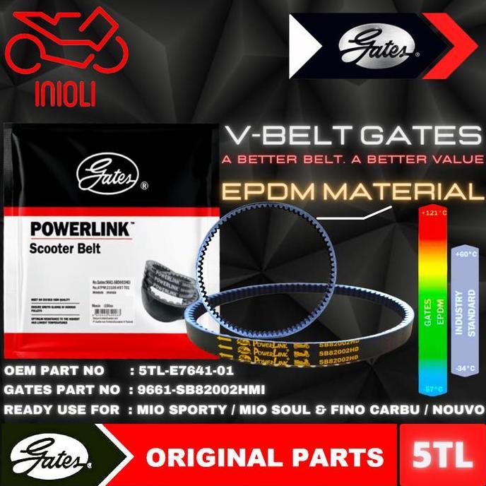 Van Belt Gates V Belt V-Belt Vbelt Gates Powerlink Mio Sporty Smile Mio Soul Carbu Fino Carbu Nouvo 