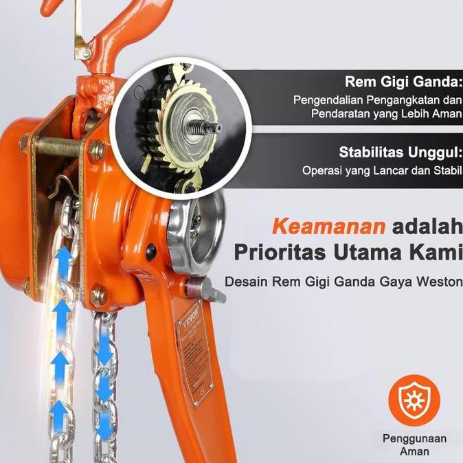 KOTREK RANTAI ANGKAT LEVER HOIST - 1T/2T 1.5M/3M MANUAL LIFTING CRANE UNTUK BONGKAR MUAT, BENGKEL & 
