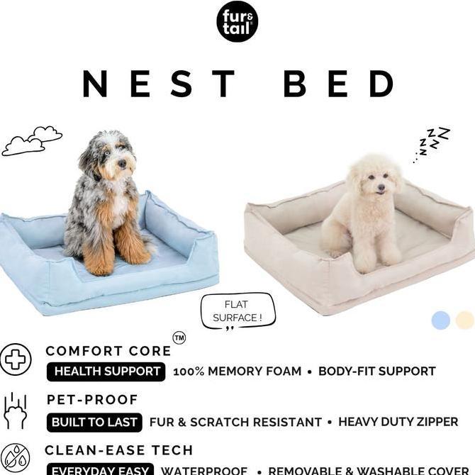 Furtail Nestbed Kasur Anjing Wateroof Dog Bed Pet Bed Kasur Anjing Pet Bed Anti Air Kasur Anjing Tah