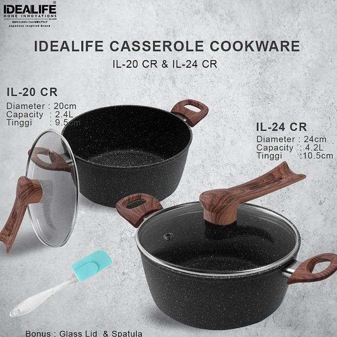 IDEALIFE Casserole Cookware - Panci Casserole ( 24CM ) IL-24CR