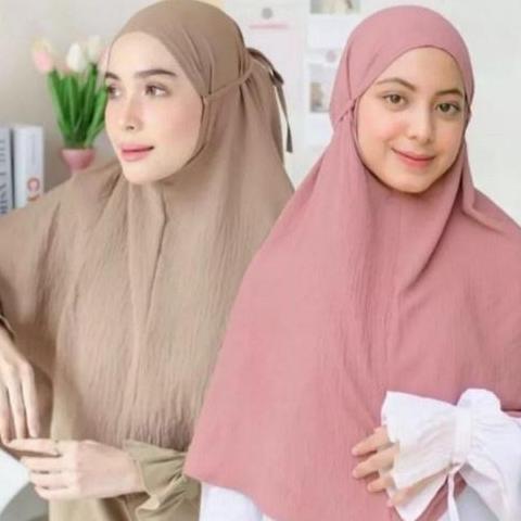 HIJAB BERGO MARYAM CRINKLE AIRFLOW/ KHIMAR JUMBO TALI NON PED M L XL Panjang Muslim Nyaman Kerudung 