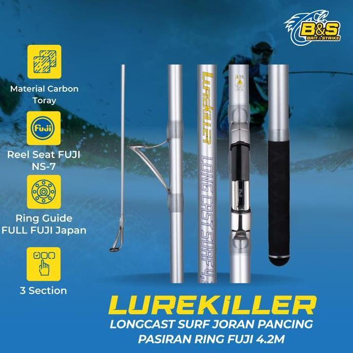 elimasanuk - joran fuji lurekiller longcast surf 4.5m cw 100-250g + realseat fuji