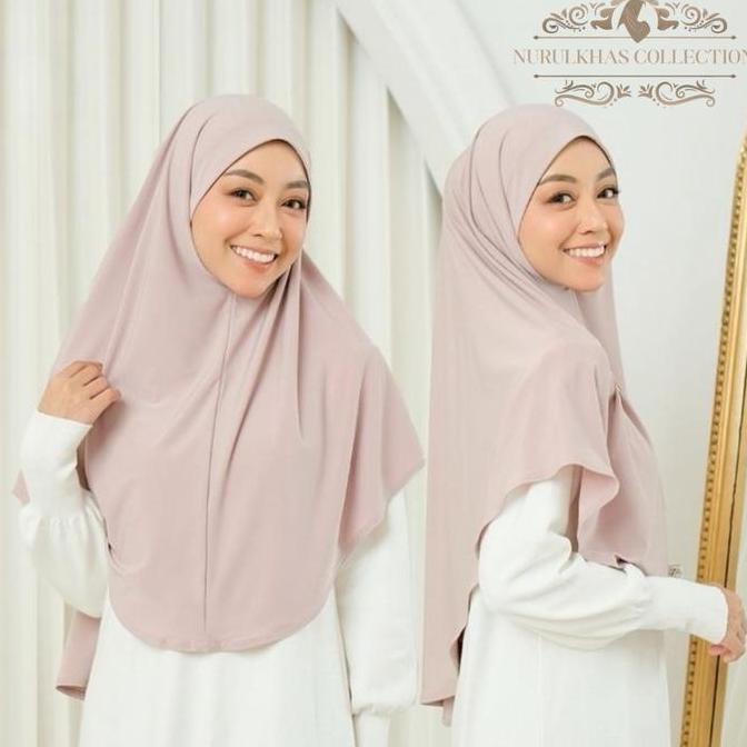 Nurulkhas - Hijab Bergo Malaysia Jersey Premium Motif Jilbab Non Pet Jumbo Size L