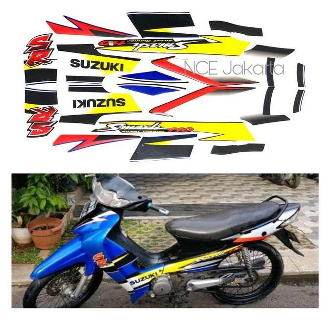 DS285 - Stiker striping Smash 2005 biru hitam