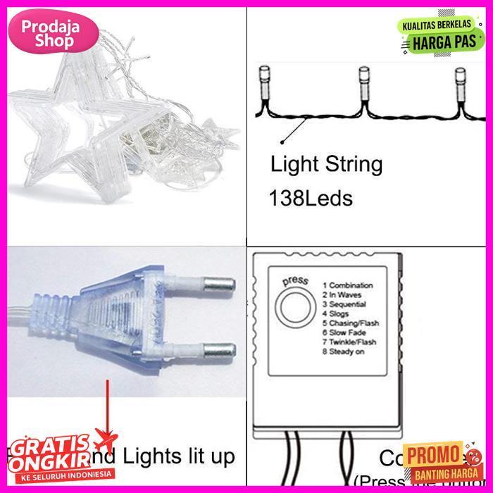 Berkualitas 2026 Lampu Natal Hiasan Lampu Hias Tirai 4 Meter Kamar Lampu Kelap Kelip Warna Warni Out