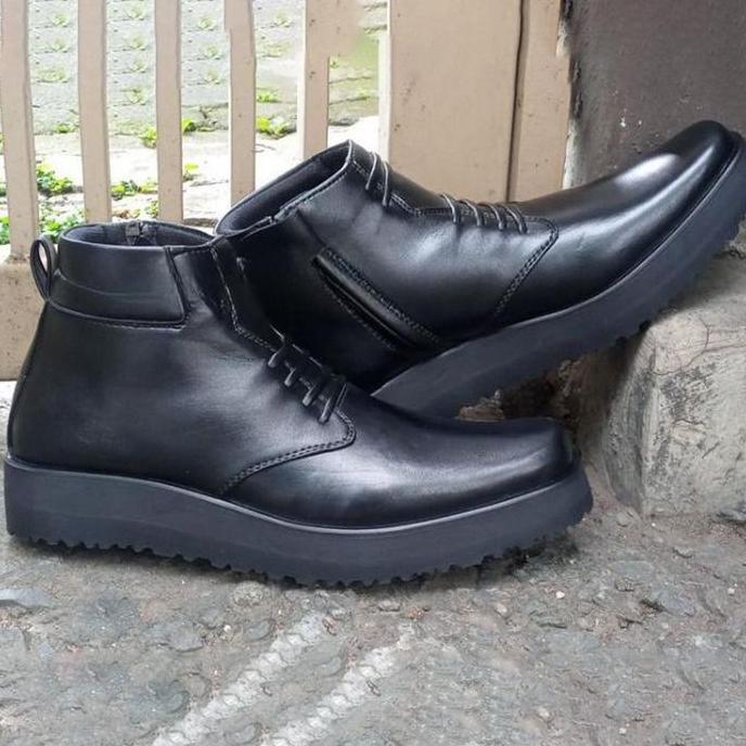 Sepatu PDH polri perwira tni security terbaru 2022 Sol Tebal kulit sapi dop semir Realpicture Point 