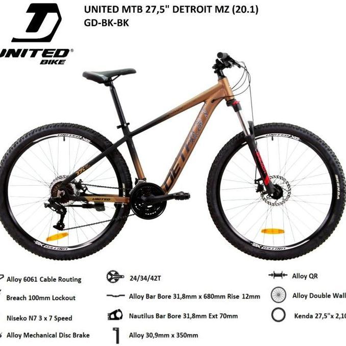 Terbaru Sepeda Mtb 27.5 Inch Merk United Detroit Mz
