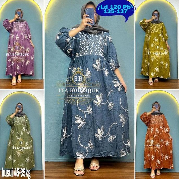 DF90 - ITA BOUTIQUE Dress Busui Sedres   Soft dan Colet Warna Busui Wanita Muslim Rayon Batik Tebal 