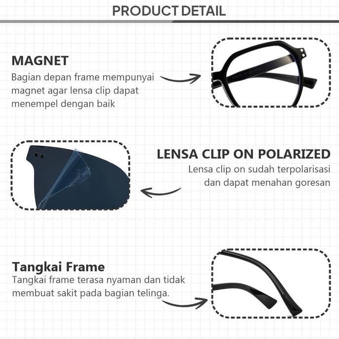 Kacamata Clip On Geometric Anti Radiasi Lensa Minus Pria/Wanita 82103