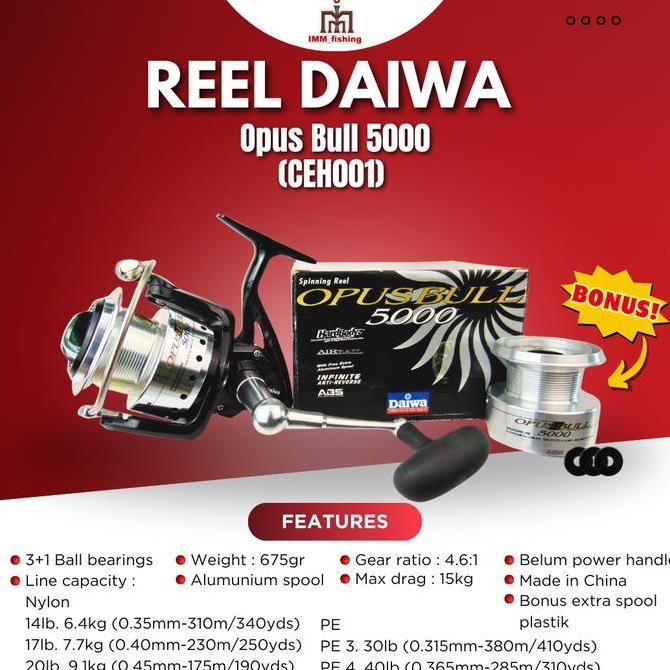 BEBAS ONGKIR - REEL DAIWA OPUS BULL | Alat Gulungan Pancing