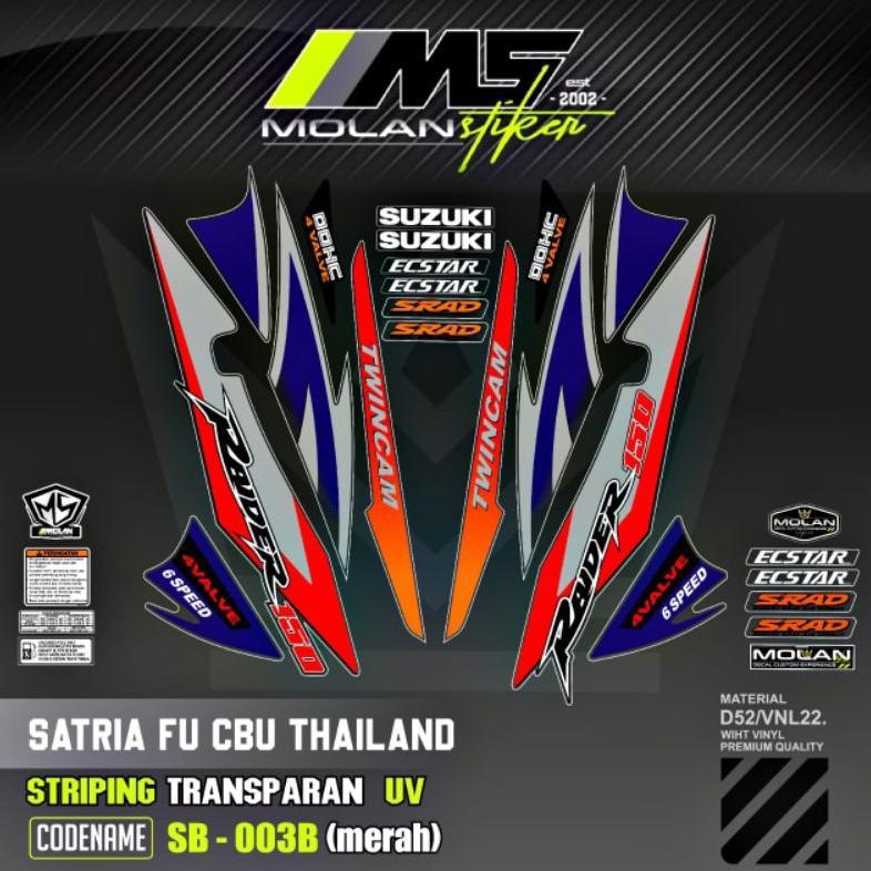 Decal Sticker Striping Variasi Transparan Uv Satria Fu Cbu Thailand 2005/2006 Raider 150 Suzuki Satr