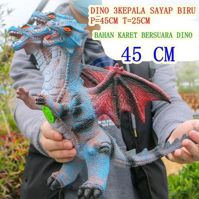 MAINAN DINOSAURUS NAGA 3KEPALA SAYAP KARET BESAR