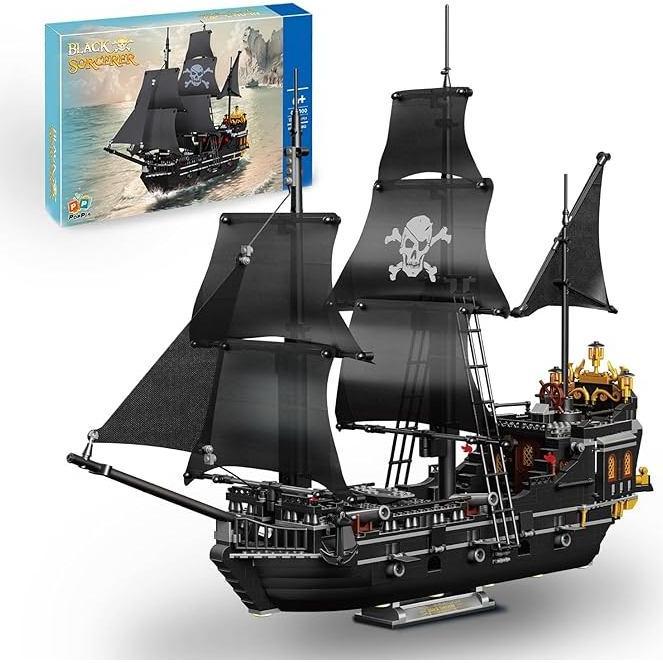 Pirate Ship Building Kit, Black Pearl Caribbean Pirate