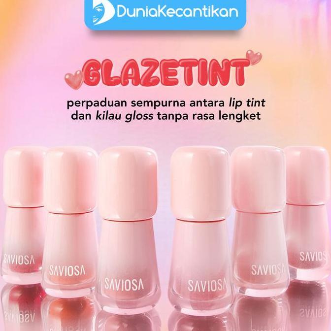 New- SAVIOSA Glazetint Longwear Lipstain Liptint Transferproof Lembab Glossy Pewarna Bibir Lipgloss
