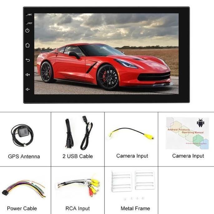 head unit 2 din double din tape mobil android 9.1 layar HD 7 inch