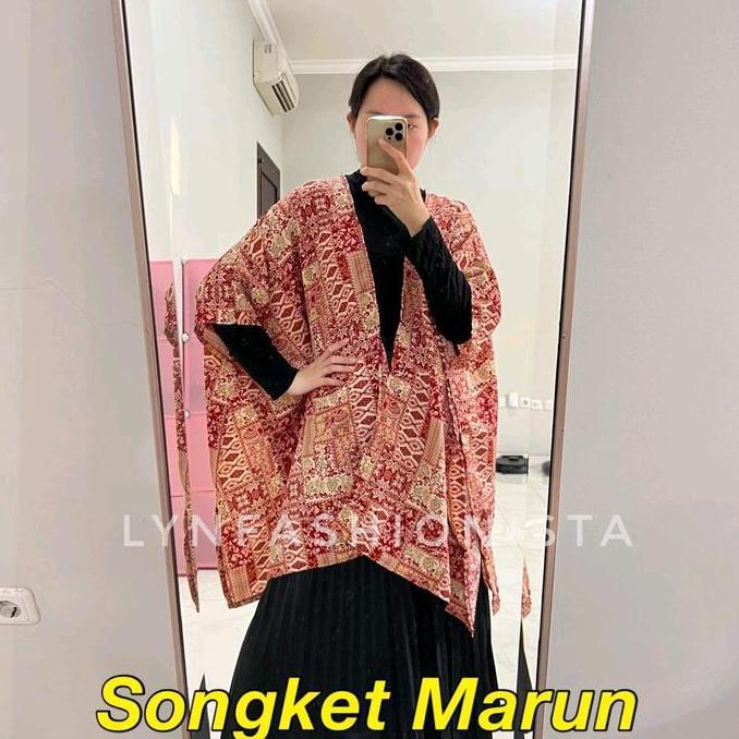 OUTER WANITA MUSLIM JUMBO CARDIGAN KALONG MOTIF BATIK BUNGA RAYON ADEM/8866 Terlaris