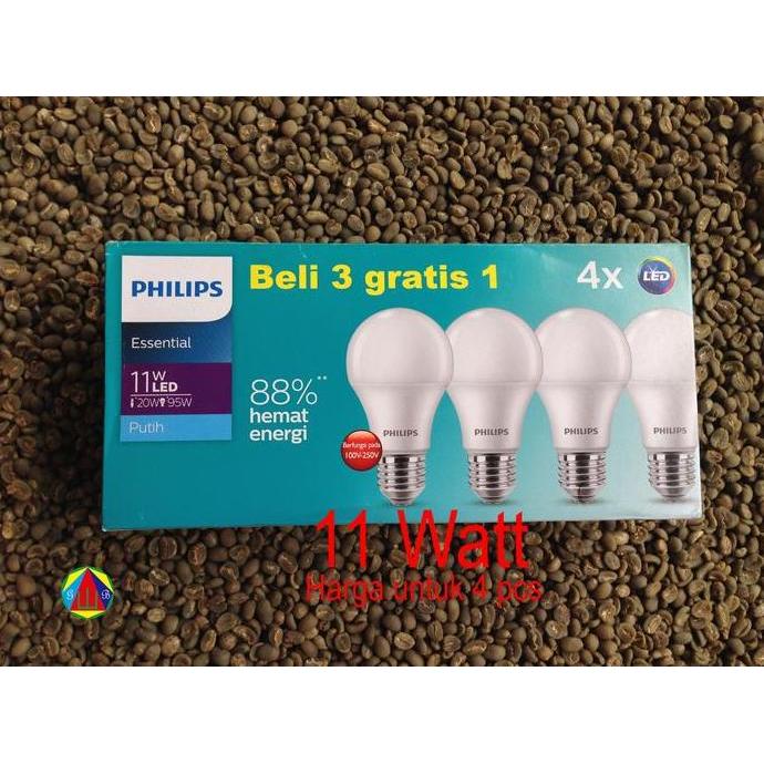 Termurah Paket Lampu Philips Led Essential Putih Multipack - 11 Watt