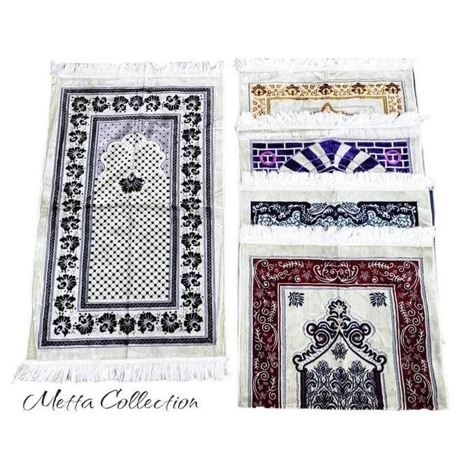 Sajadah Tebal Exclusive Premium Lurex Perak Dasar Putih Halus Lembut Terlaris