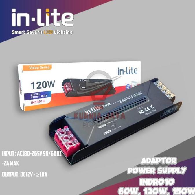 Diskon Inlite Trafo 120W Adaptor Power Supply Led Strip Indr010 12V