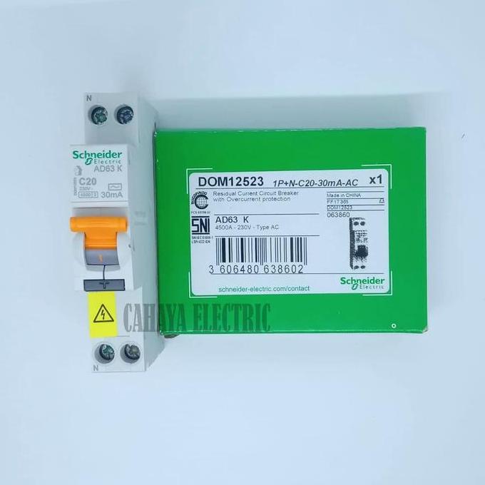 Murah ELCB RCBO SLIM DOMAE SCHNEIDER 1P 6A 10A 16A 20A Non COD