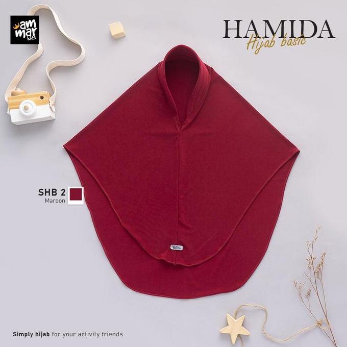 Jilbab Sekolah Anak SD Merah Maroon Ammar Kids Hamida Hijab Premium