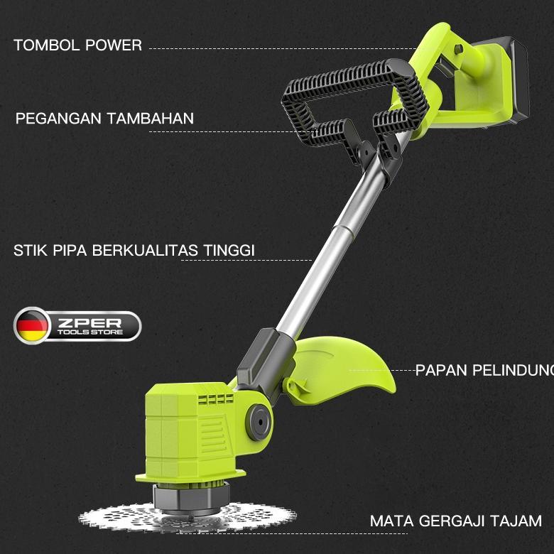 ZPER Mesin Potong Rumput Baterai Alat Pemotong Rumput Elektrik Listrik Pemangkas Gunting Rumput