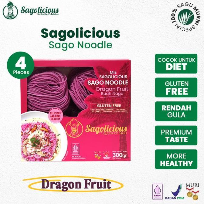 Sagolicious Noodles-Sagolicious Mie Sagu Gluten Free-Sagolicious Sago Noodle Dragon Fruit (Buah Naga
