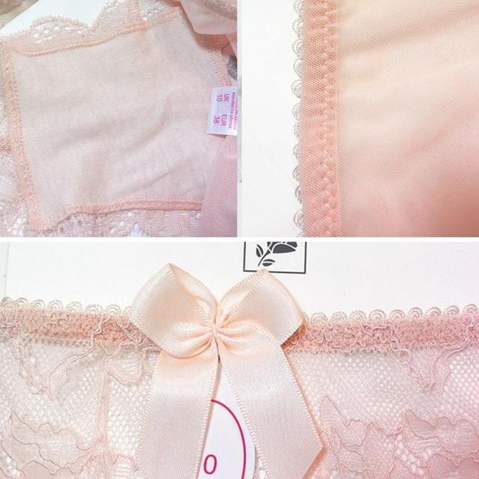 Bra Set / Bh + Celana Dalam Wanita Sexy Elegant Renda Bunga Lingerie Busa Bisa Dilepas Kawat Setelan