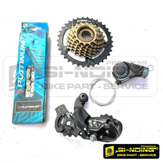 Terbaru Groupset 7 Speed Gear Set Belakang Megarange Ulir Drat 34T Sepeda Roadbike Mtb Federal Commu