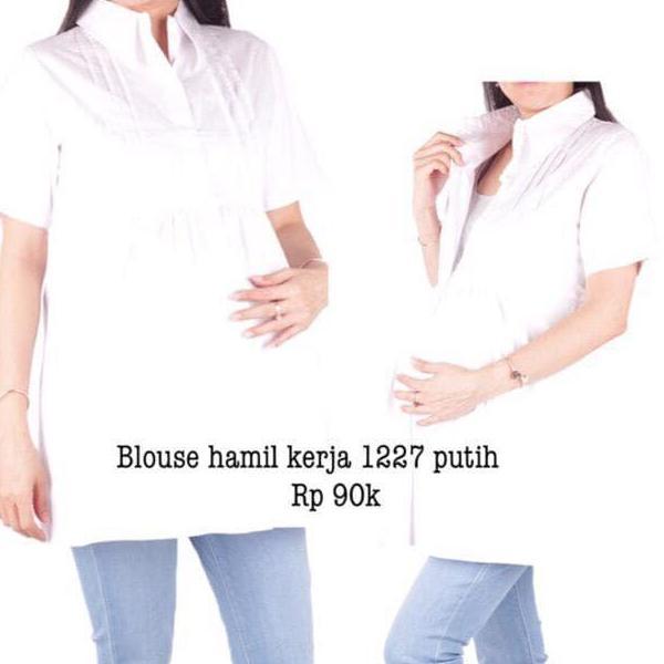 Baju Hamil 1227 Putih Blouse Hamil Kerja