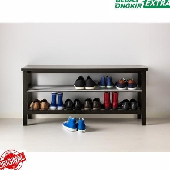 Rak Sepatu Dengan Tempat Duduk Kokoh 108x50cm _Hitam
