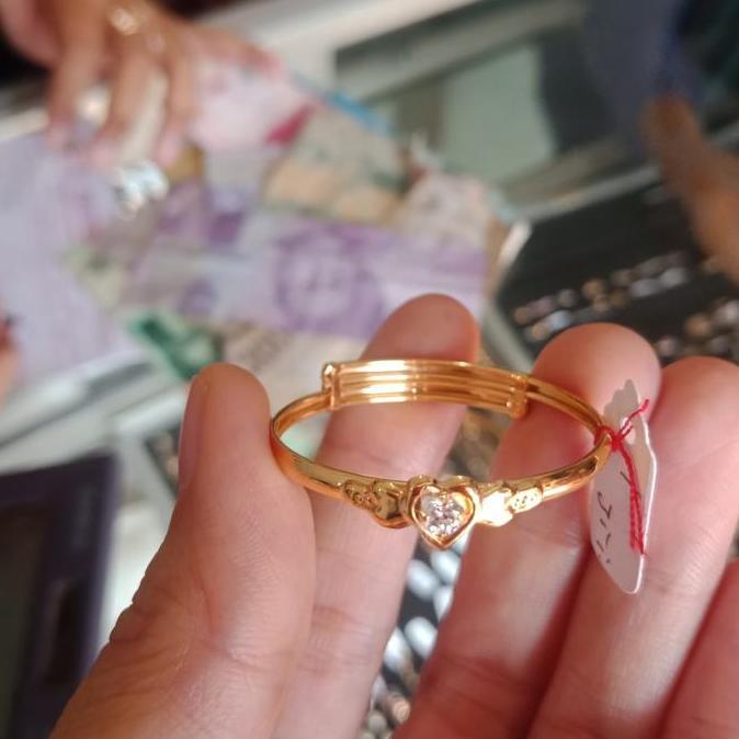 New- Gelang Tangan Anak Bayi Emas Asli Mata Satu Gelang Bangle Simple Anak