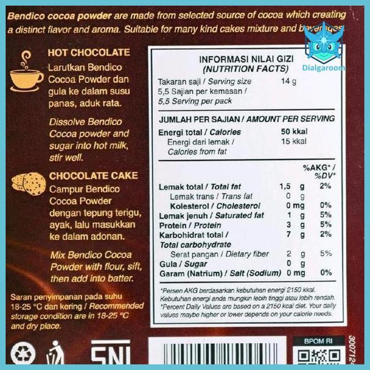 ( COKLAT ) COKLAT BENDICO 80GR / COKLAT BUBUK BENDICO 80GR / COCOA POWDER BENDICO BAHAN KUE  COKLAT 