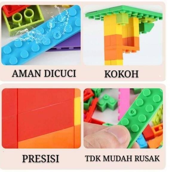 MAINAN BALOK SUSUN SET RAIL SELUNCURAN DAN BOLA Plastik