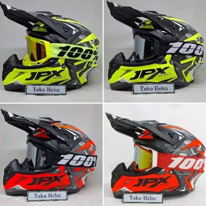 Helm Jpx Cross Fox 1 Motif X35 Plus Kacamata Goggle 100 Percent