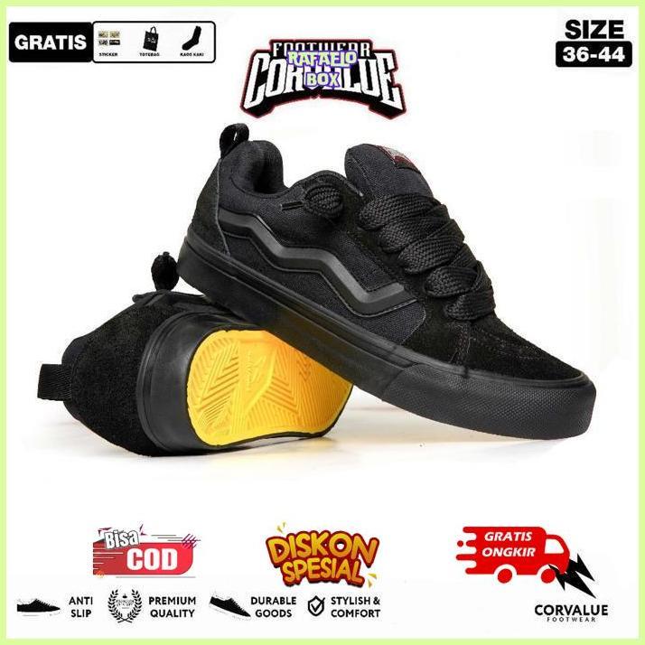 fg-80 CORVALUE - Otaru Full Black | Sepatu Sneakers Pria Wanita Canvas Casual Premium