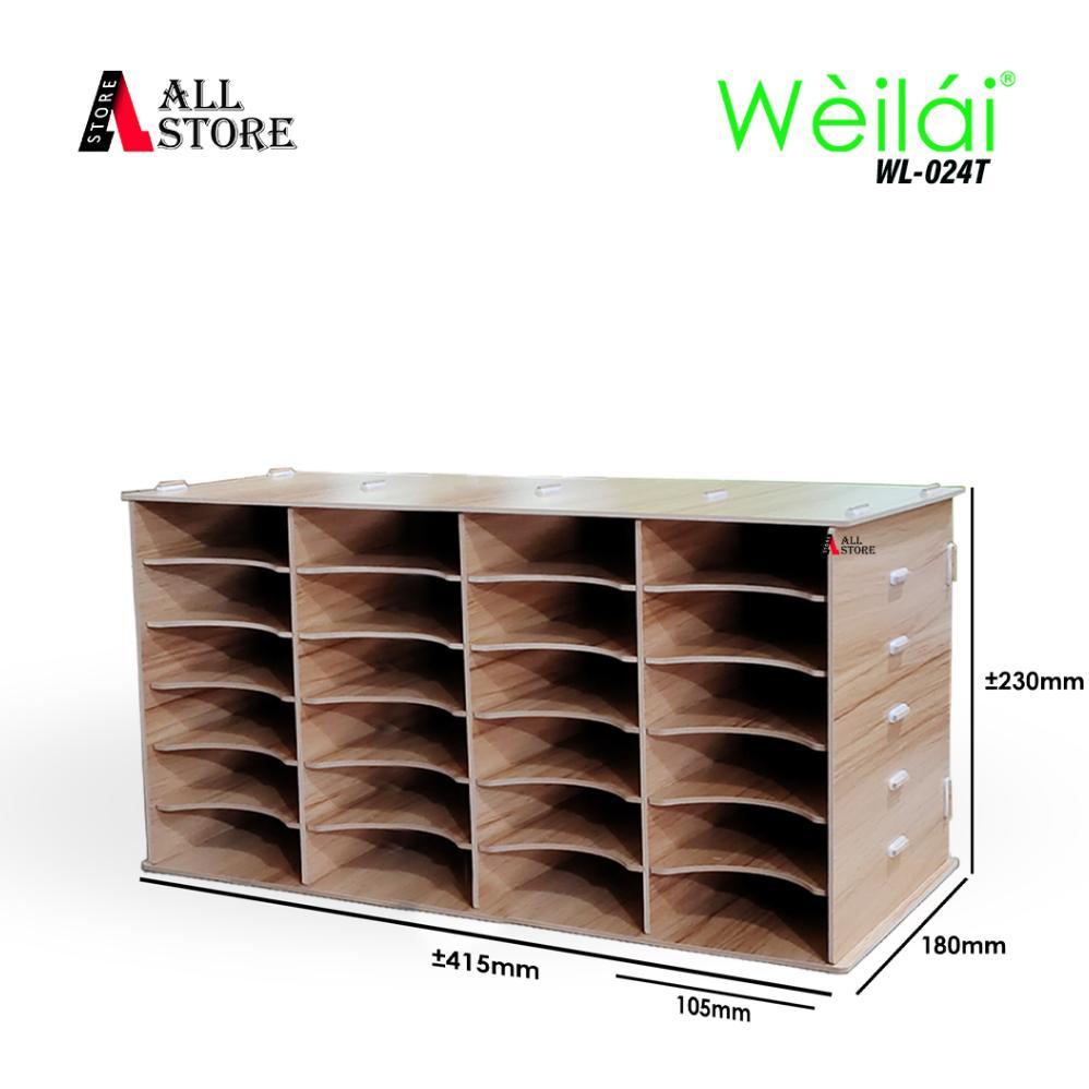 Weilai WL-024T Rak Kotak Kayu Sparepart HP - Rak Multifungsi - Rak Serbaguna 24 Sekat Kotak Original