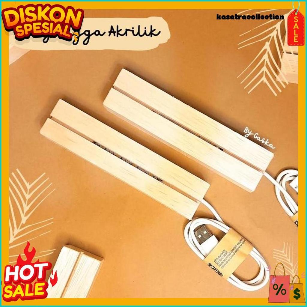 Cod Kayu Dudukan Akrilik Wooden Stand Kayu Mahoni Kayu Lampu Led