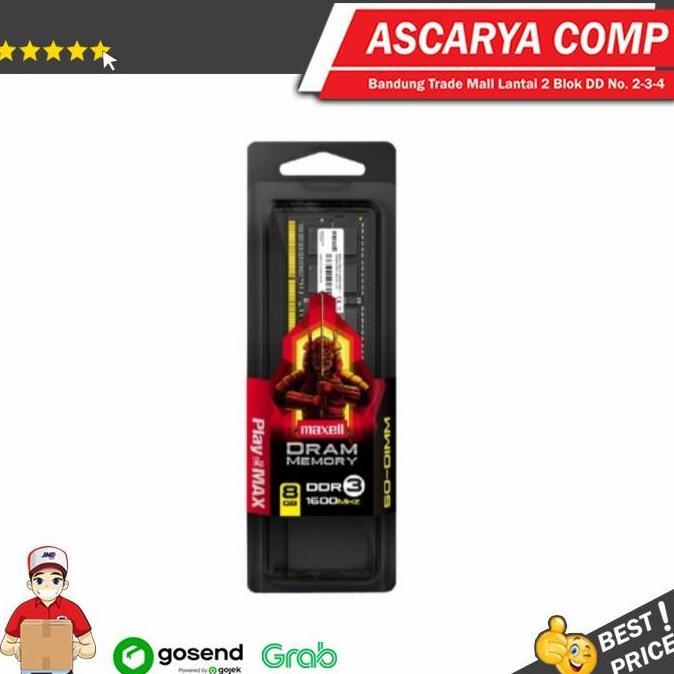 MAXELL 8GB DDR3 1600Mhz Sodimm / Ram Laptop 8Gb ddr3 1600Mhz (8Gbx1)