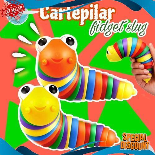 Bigdeal Mainan Cartepilar/Mainan Anak Ulat Pelangi Finger Slug/Mainan Ulat Ulatan Meringkuk Fidget S