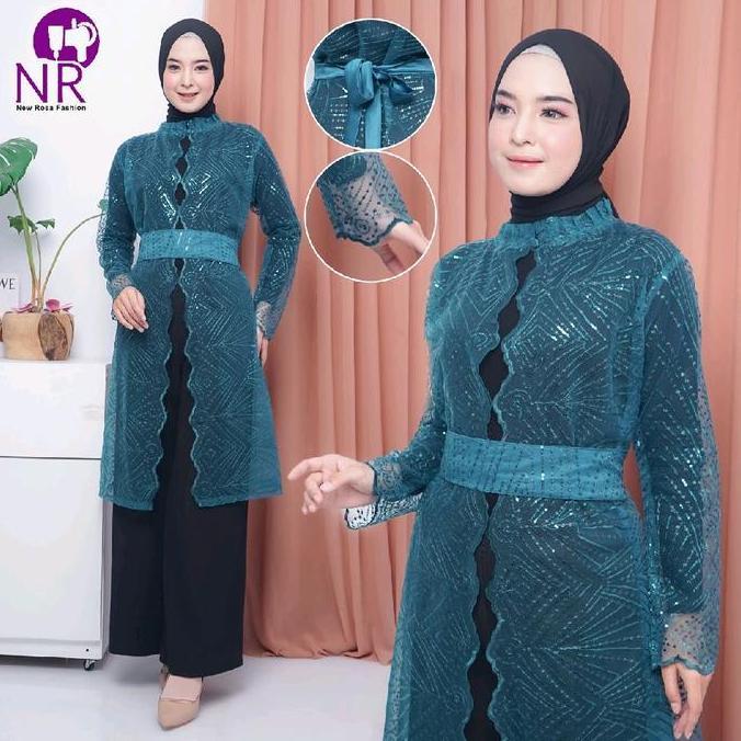 Hadju Outer Wear  / Atasan Rompi Luaran Bahan Brukat Tulle Premium / Cardigan Bahan Brukat Tulle Mus