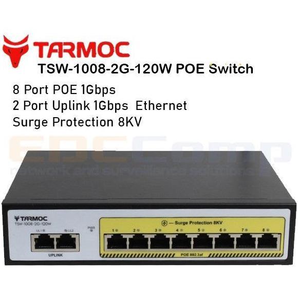 Tarmoc TSW-1008-2G-120W, 8 Port Gigabit POE 802.3af/at POE Switch 120W