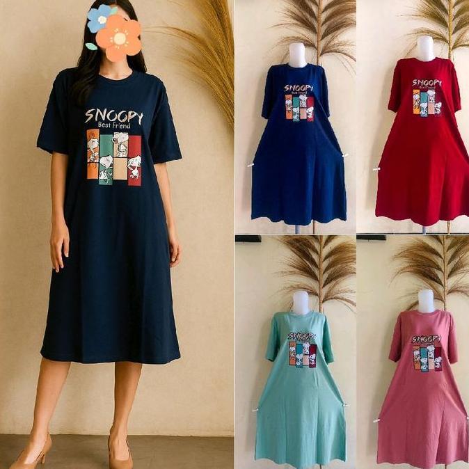 [NARA] DASTER KAOS HOME DRESS NON BUSUI BAHAN KATUN COMBED 24S DRESS CASUAL WANITA KEKINIAN Midi  De