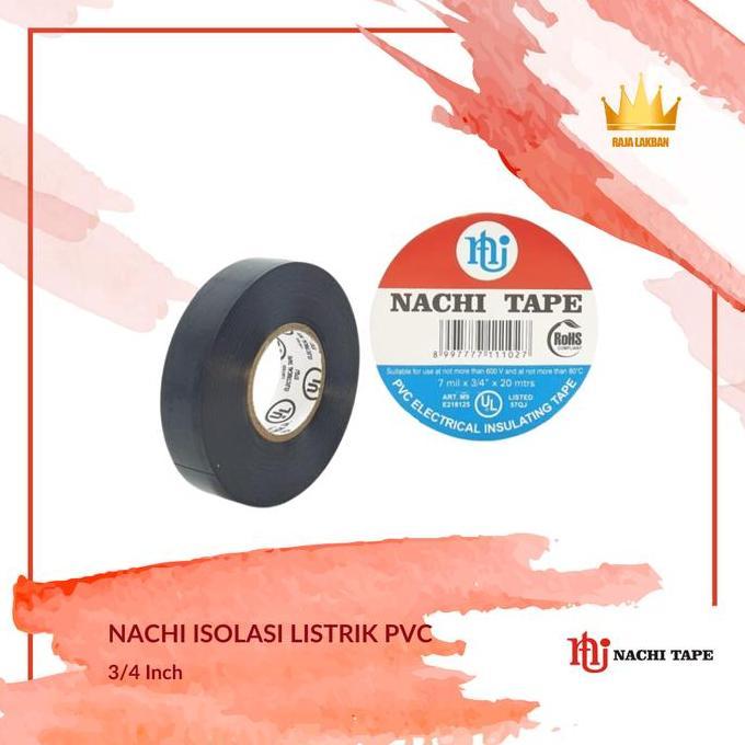 Isolasi Listrik Nachi PVC UL Dus Plastik/ 19mm - Hitam - Dus