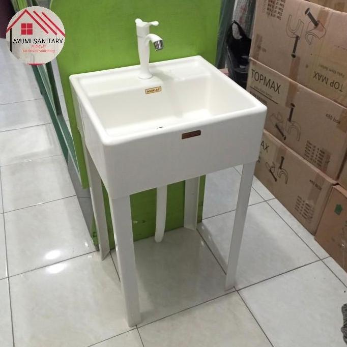 barkajule_ - wastafel cuci tangan portable, wastafel standing pvc + kaki komplit set