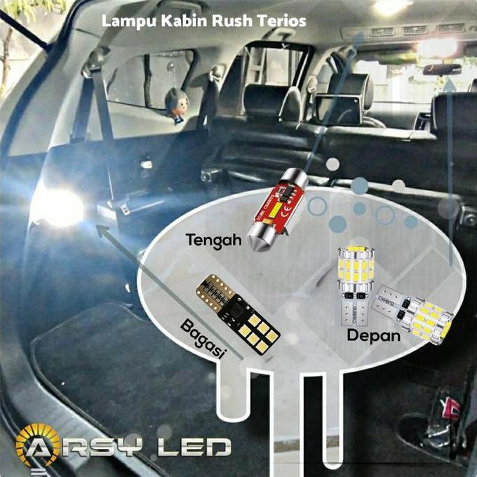 ARSY LED Lampu Plafon Kabin Mobil Rush Terios LED isi 4 Extrime Bright