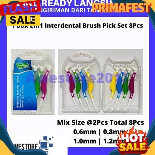 Bigpromo 1 Box Mix 4 Size Interdental Brush 2In1 Sikat Gigi Ortho Behel Kawat
